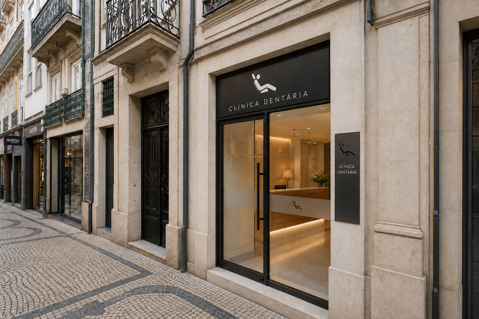 Fachada de uma clínica dentária no Porto